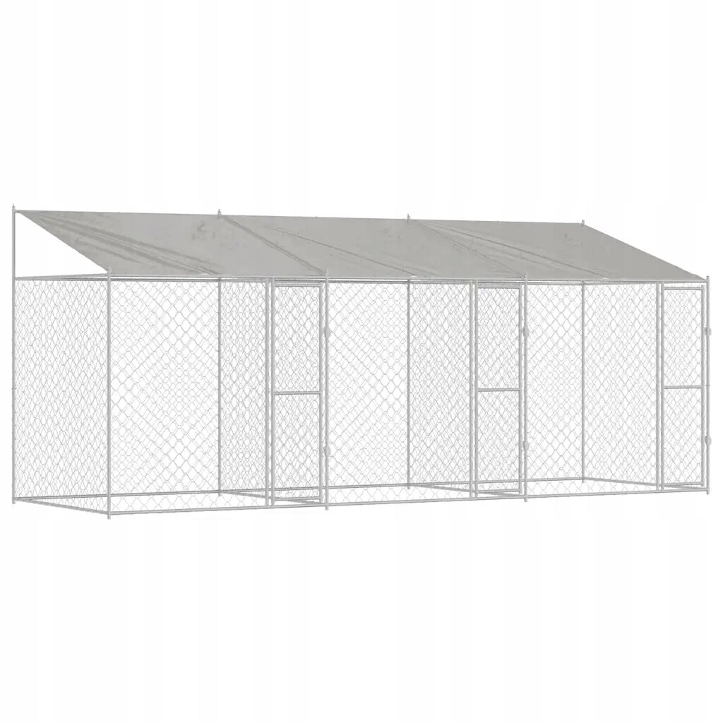 Klec pro psa Stříbrná 600 x 200 x 256 cm Ocel Galvanizovaná
