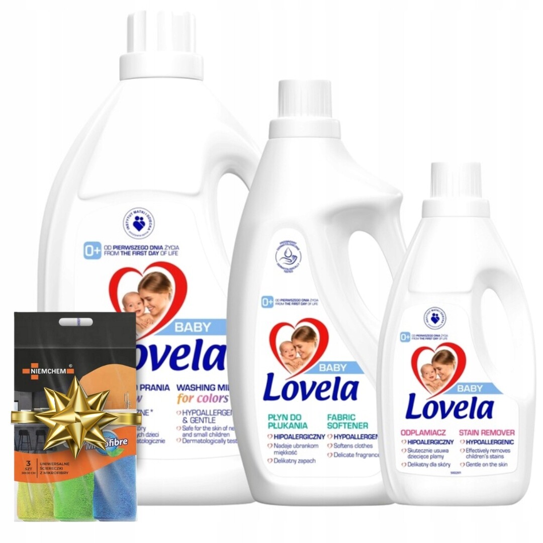 Lovela Baby Mléko na praní Barva 4,5 l, Tekutina 2 l, Odstraňovač skvrn 1 l Dárek