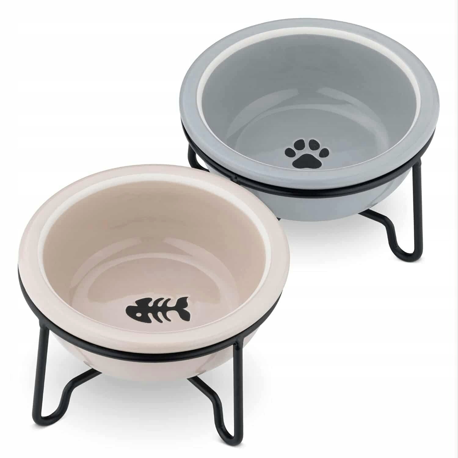 Dvě Misky na stojanu, miska na vodu, krmivo pro psy a kočky, 2 x 380 ml