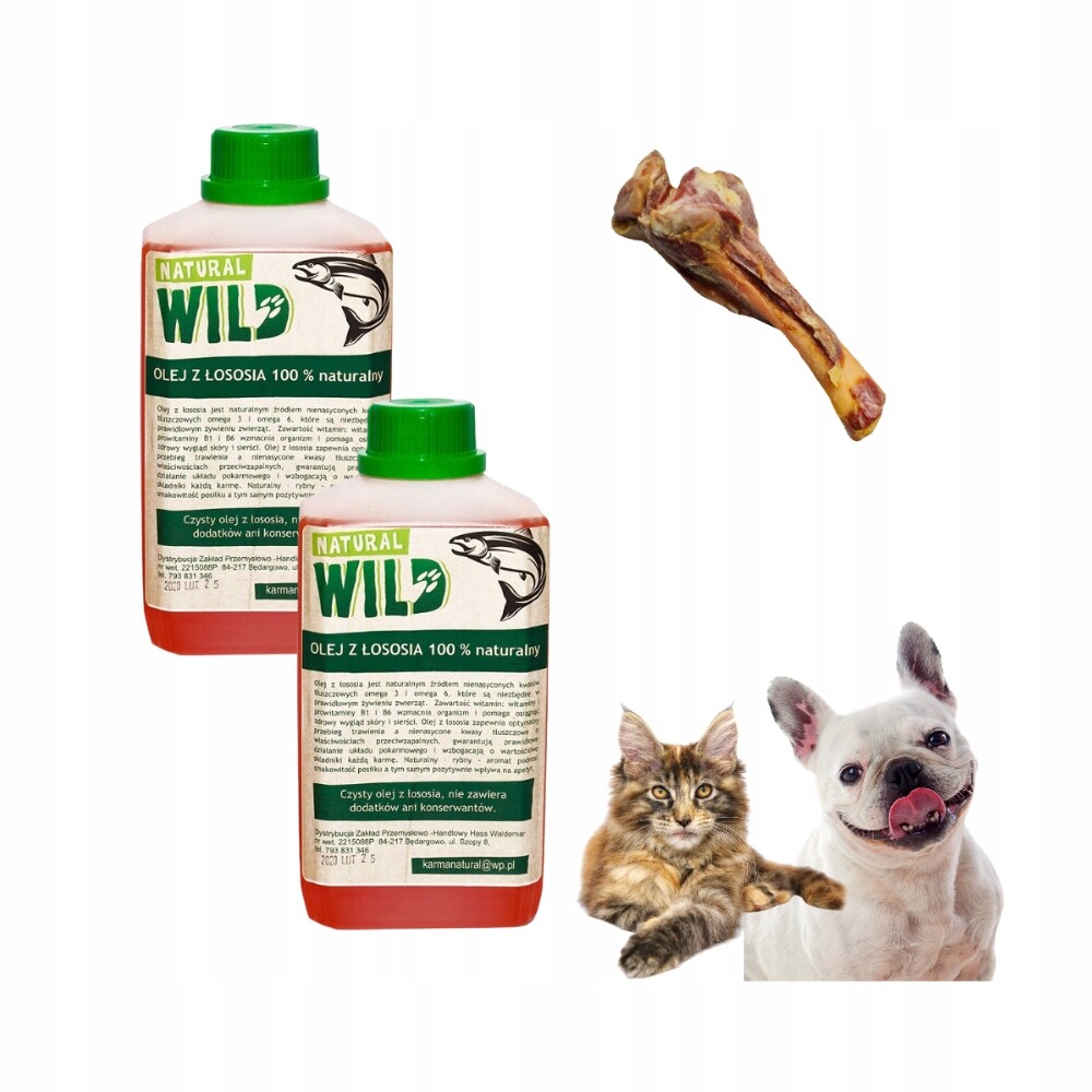 Natura Wild Sada 2 x lososový olej Pes Kočka přírodní +dárek
