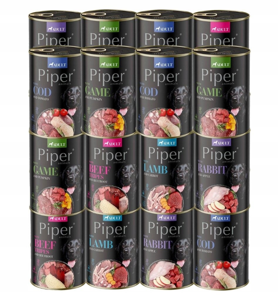 Piper Adult MIX Chutí Vlhké krmivo psy 24x400g Dolina Noteci