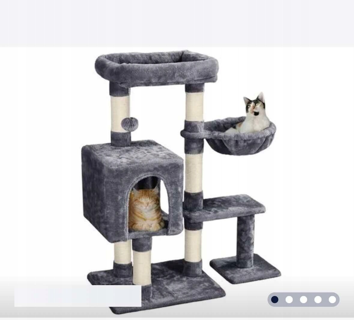 Škrabadlo Pro Kočky 4 Úrovňové S Plyšovým Hřadem 96 CM, Výška Tmavě Šedé