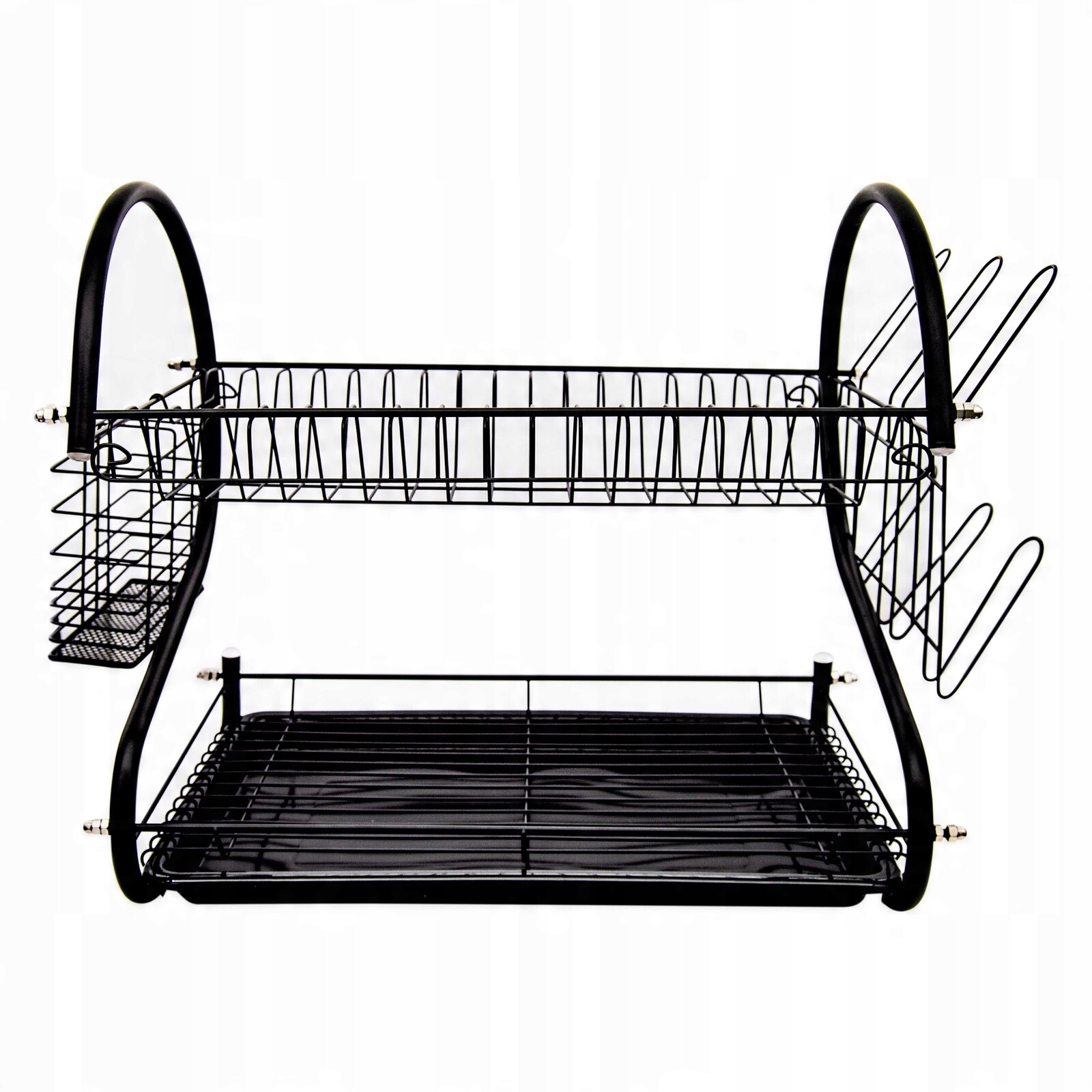 Černá Dvouúrovňová Odkapávač Na Nádobí Odkapávač Na Nádobí Příbory Talíře