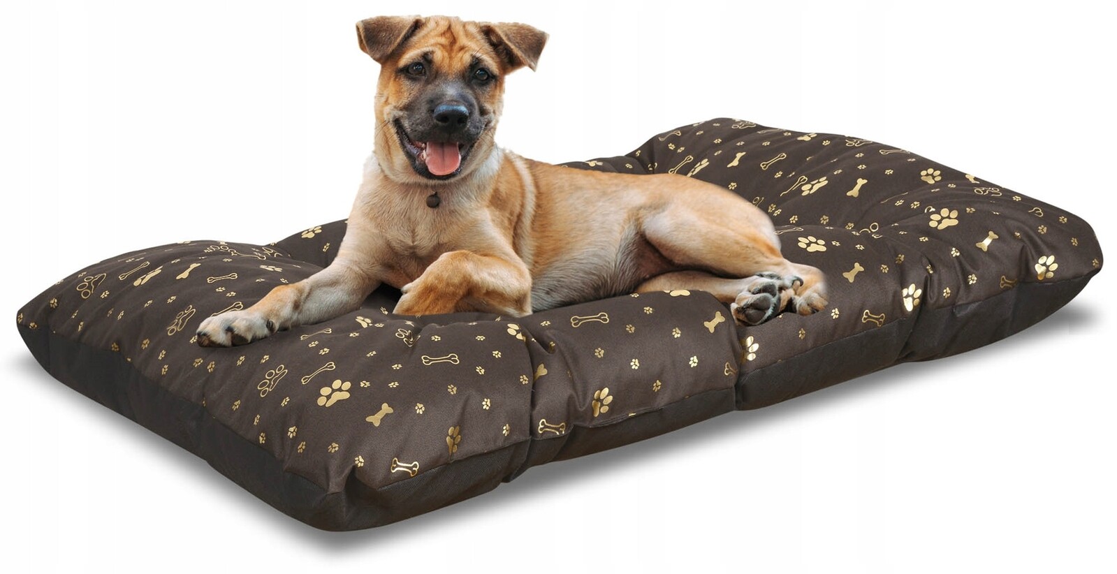 Pelíšek pro psy Prestige polštář 140x100 cm voděodolný zlaté kosti