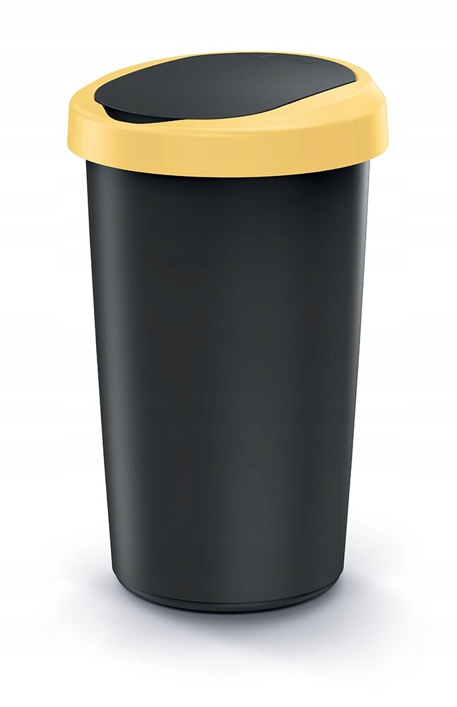 Odpadkový koš Compacta R Flap recyklovaný černý s světle žlutým víkem, obje