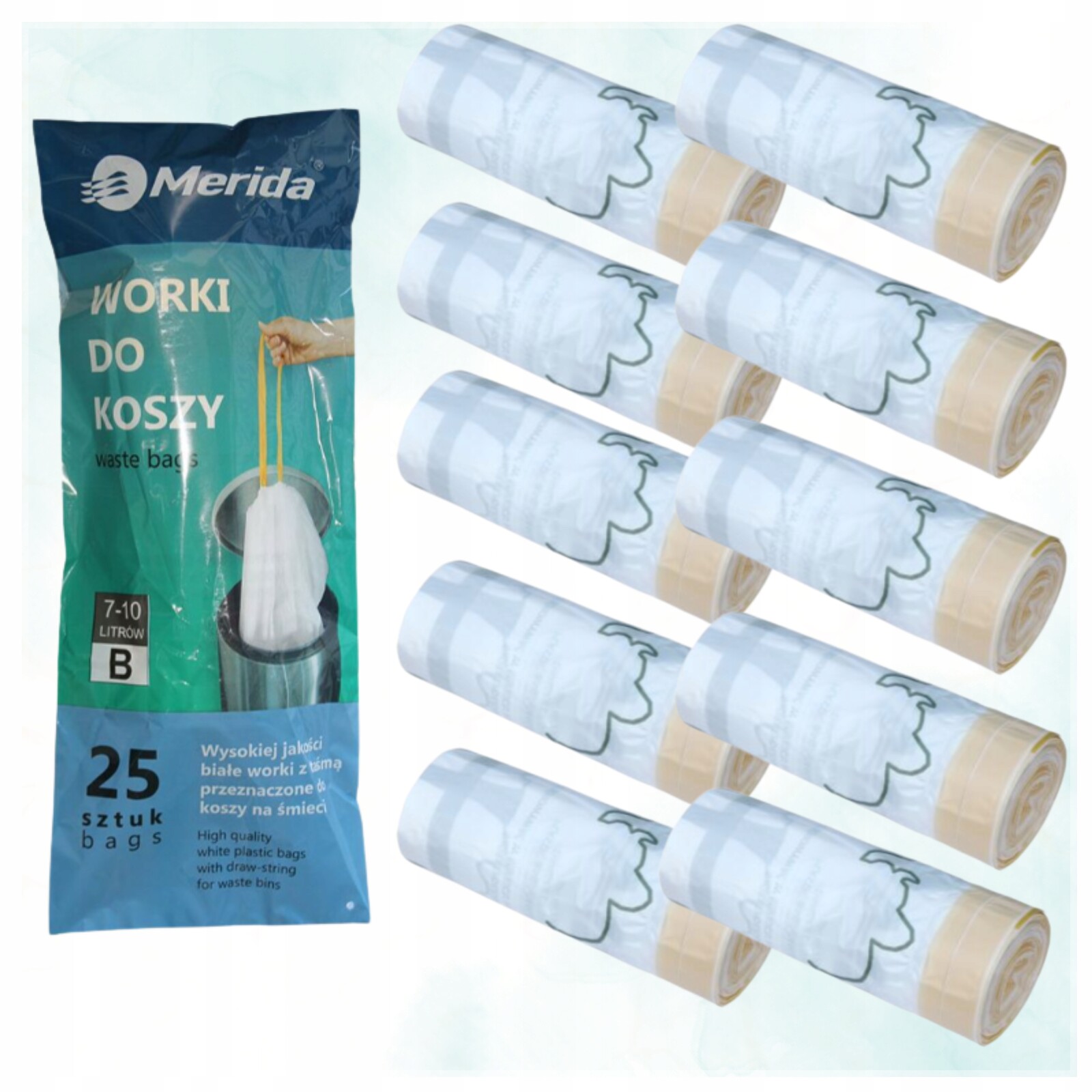Merida Pytle Na Odpadky S Páskou 7-10 L, 10 balení po 25 ks. Vůně