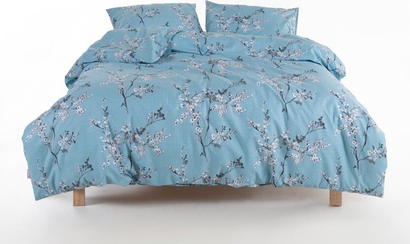 Modré povlečení na dvoulůžko/prodloužené z bavlny Renforcé 240x220 cm Blue Floral – Mila Home Luxury