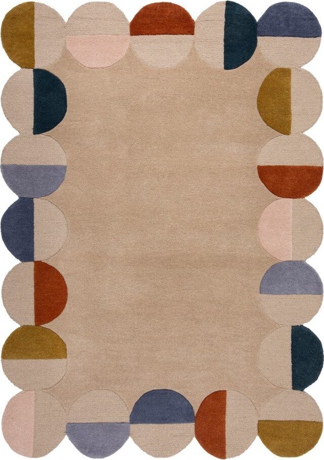 Béžový ručně tkaný vlněný koberec 120x170 cm Mia Scallop Frame – Flair Rugs