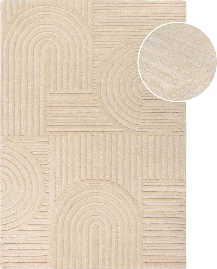 Béžový ručně tkaný vlněný koberec 240x340 cm Zen Garden – Flair Rugs