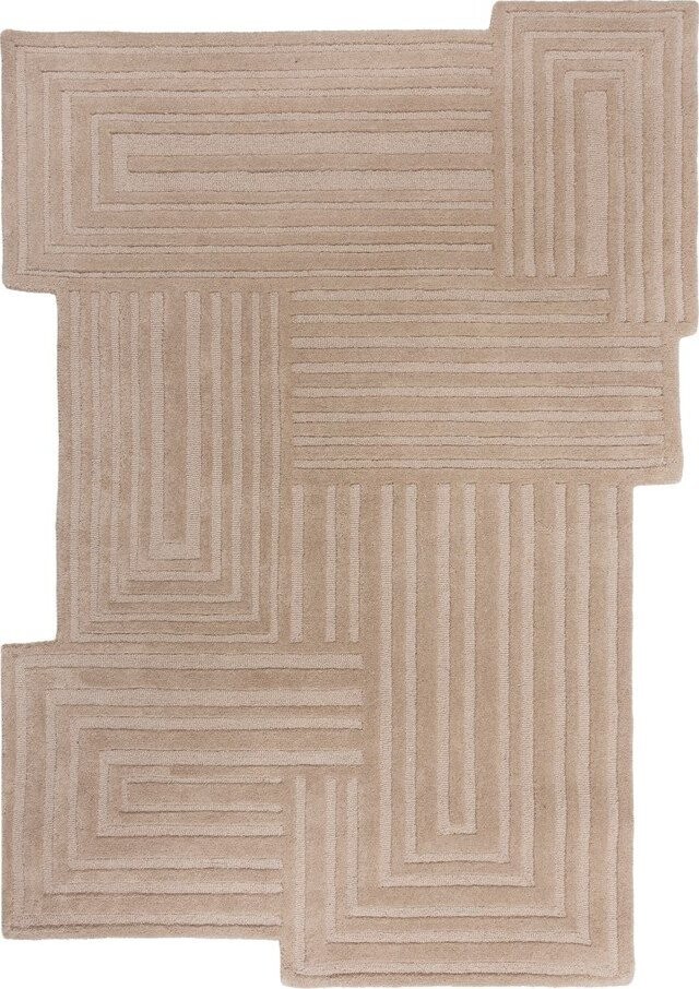 Béžový ručně tkaný vlněný koberec 120x170 cm Zen Rectangles – Flair Rugs