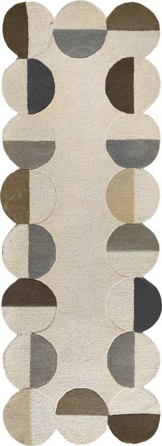 Šedobéžový ručně tkaný vlněný běhoun 80x230 cm Mia Scallop Frame – Flair Rugs