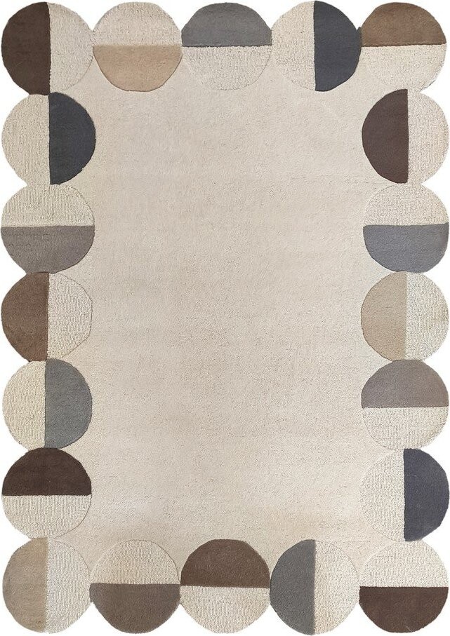 Šedobéžový ručně tkaný vlněný koberec 160x230 cm Mia Scallop Frame – Flair Rugs