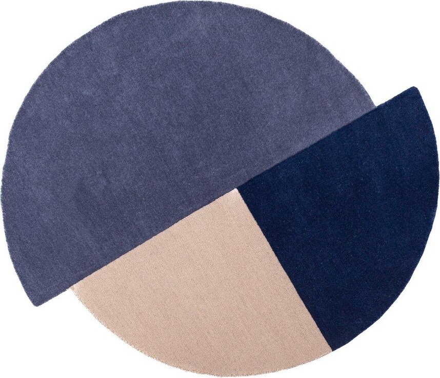 Modrý ručně tkaný vlněný kulatý koberec ø 150 cm Mia Segment – Flair Rugs