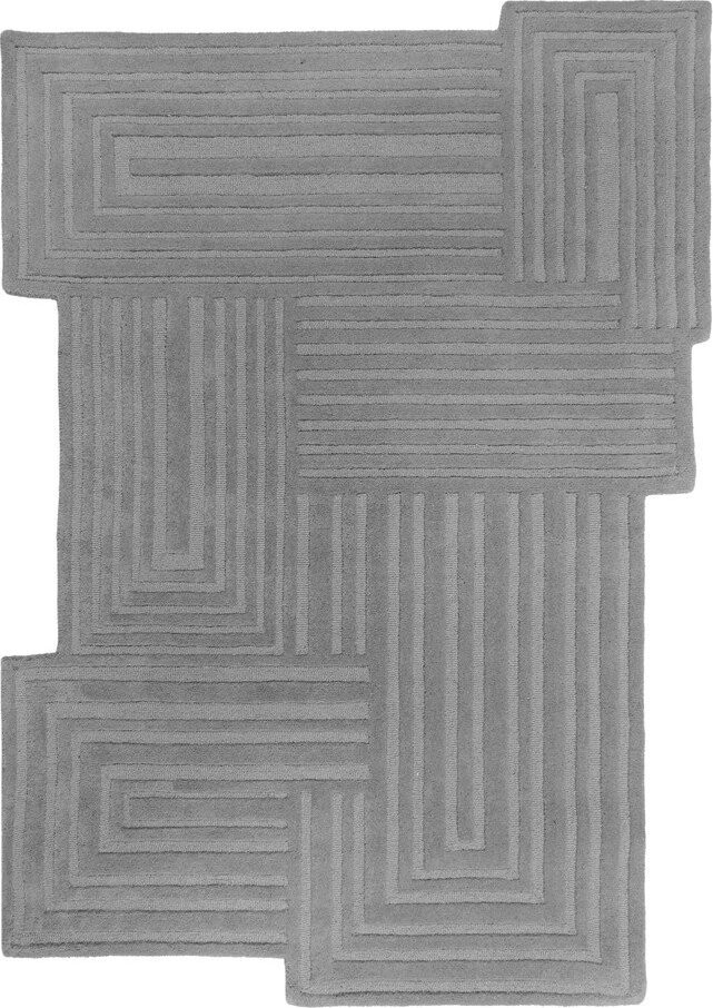 Šedý ručně tkaný vlněný koberec 160x230 cm Zen Rectangles – Flair Rugs
