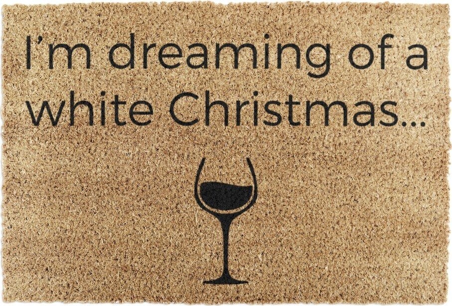 Rohožka s vánočním motivem z kokosového vlákna 40x60 cm White Wine Christmas – Artsy Doormats
