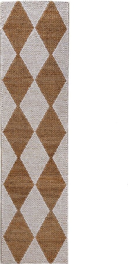 Bílý/v přírodní barvě ručně tkaný běhoun s příměsí juty 80x230 cm Effie Diamond – Flair Rugs