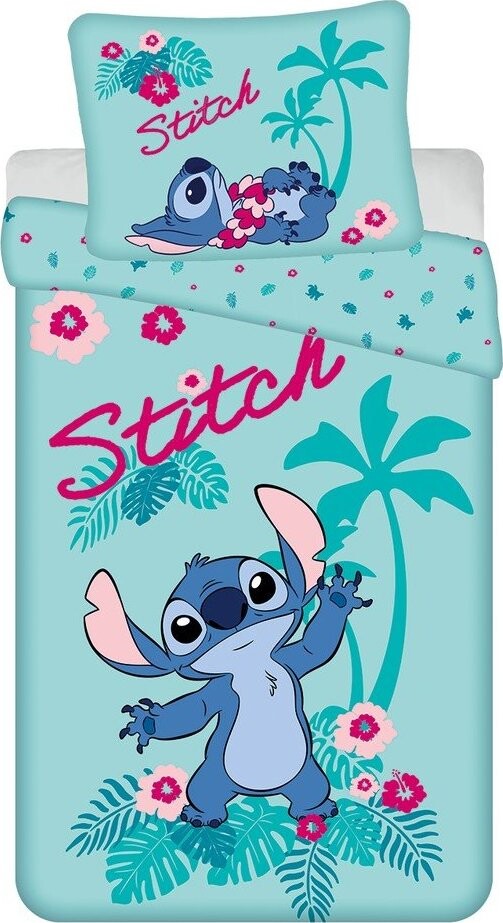 Modré bavlněné dětské povlečení na jednolůžko 140x200 cm Lilo a Stitch 