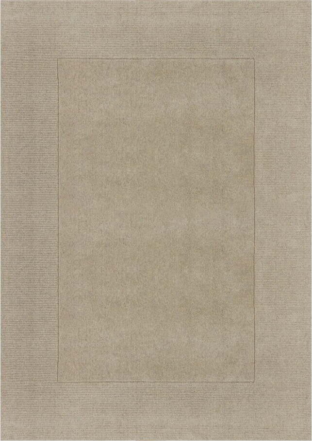 Béžový ručně tkaný vlněný koberec 300x400 cm Textured Wool Border – Flair Rugs