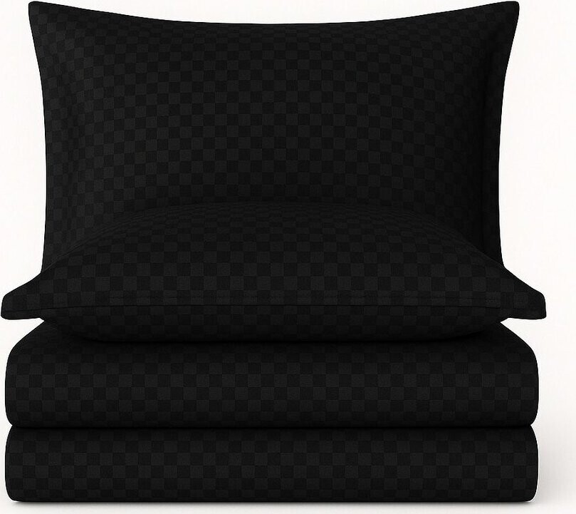 Černé povlečení na dvoulůžko/prodloužené z bavlny Renforcé 240x220 cm Checkered – Mila Home Luxury