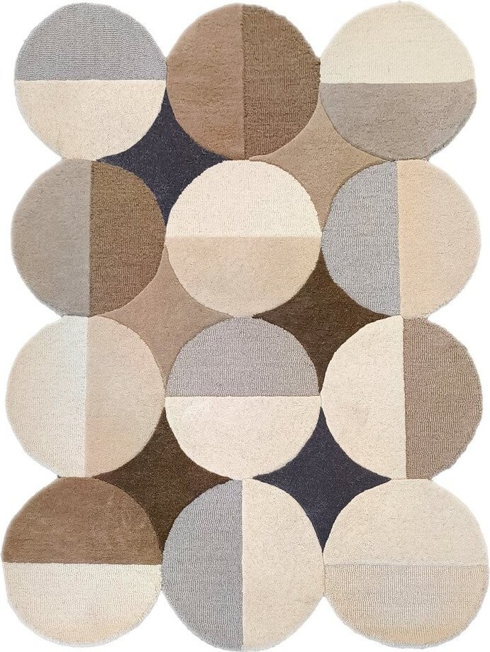 Šedobéžový ručně tkaný vlněný koberec 160x230 cm Mia Ellipse – Flair Rugs