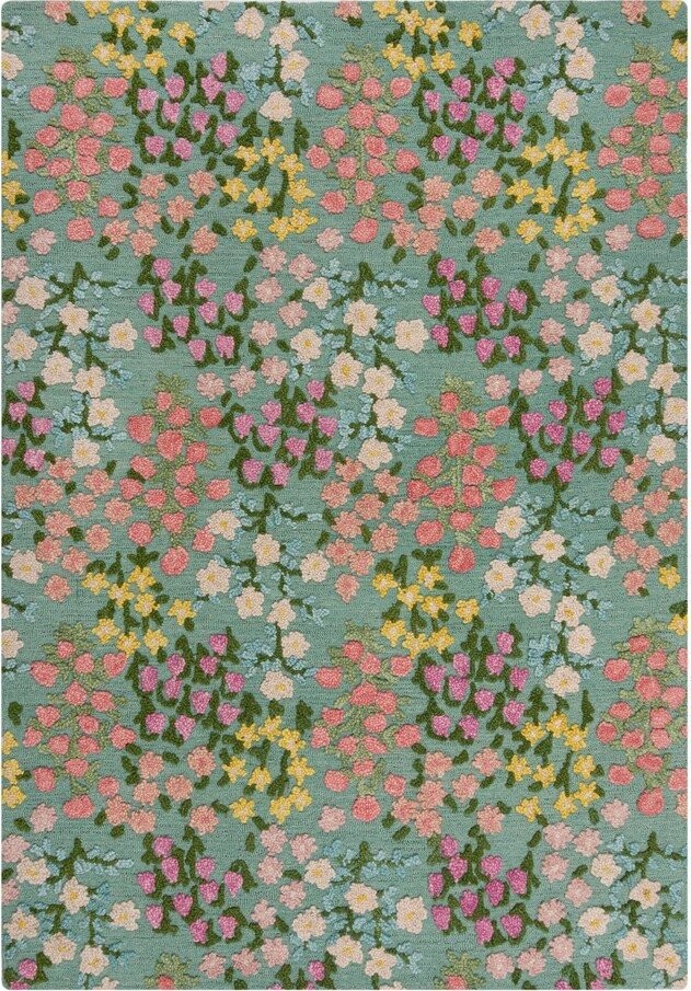 Ručně tkaný vlněný koberec v mentolové barvě 200x290 cm Emilia Floral – Flair Rugs