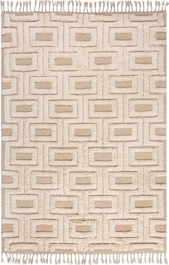 Béžový/krémový ručně tkaný vlněný koberec 120x170 cm Greek Key – Flair Rugs