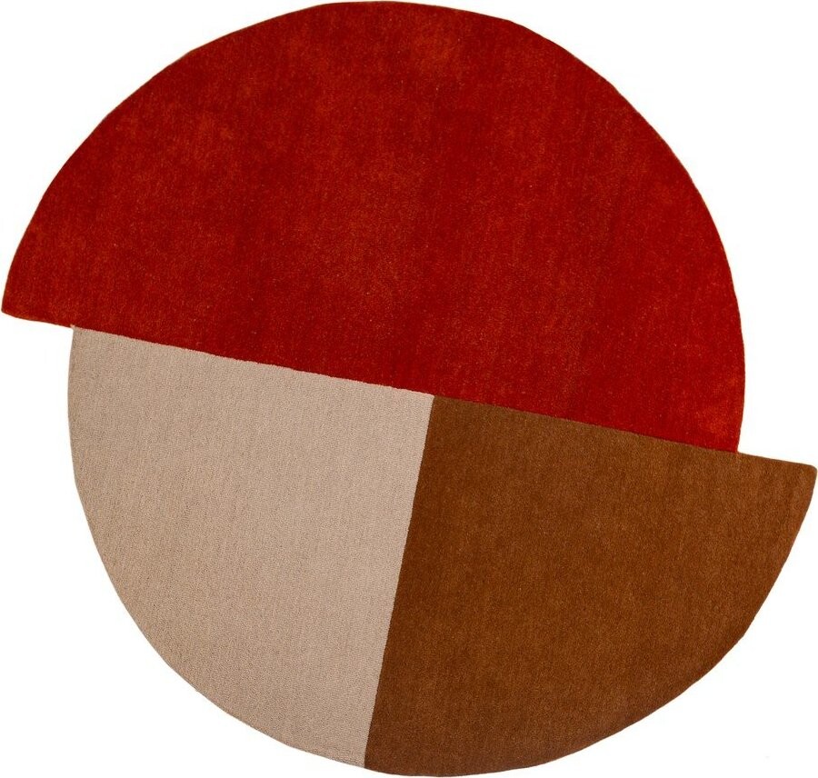 Ručně tkaný vlněný kulatý koberec v cihlové barvě ø 150 cm Mia Segment – Flair Rugs