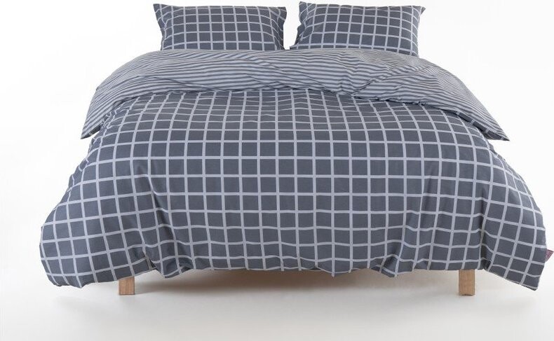 Šedé povlečení na jednolůžko z bavlny Renforcé 140x200 cm Linear Calm Geometric – Mila Home Luxury