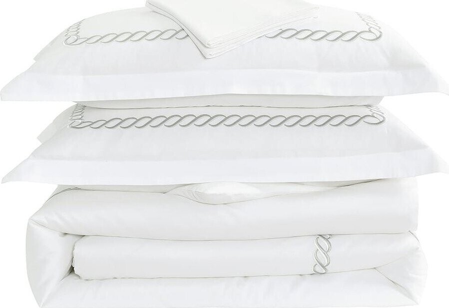 Bílé povlečení na jednolůžko z bavlněného saténu s prostěradlem/6dílné 140x200 cm Whispered Serenity – Mila Home Luxury