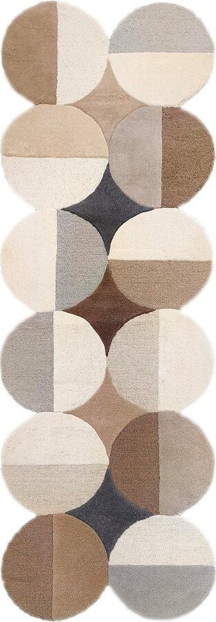Šedobéžový ručně tkaný vlněný běhoun 80x230 cm Mia Ellipse – Flair Rugs