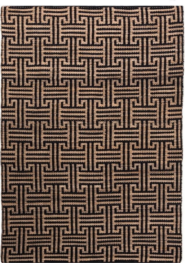 Černý/v přírodní barvě ručně tkaný koberec s příměsí juty 200x290 cm Meander Jute – Flair Rugs