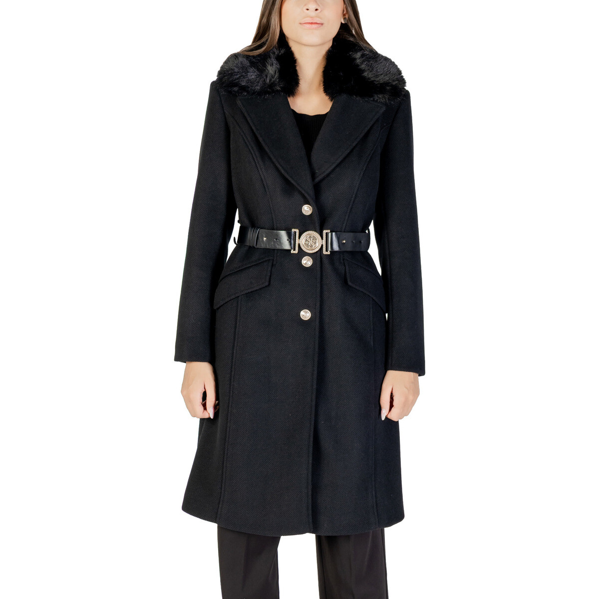 Guess  NEW PATRICE BELTED COAT W5BL25 W2672  Černá