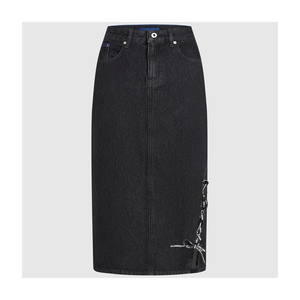 Karl Lagerfeld  KLJ TIED DENIM MIDI SKIRT  Černá