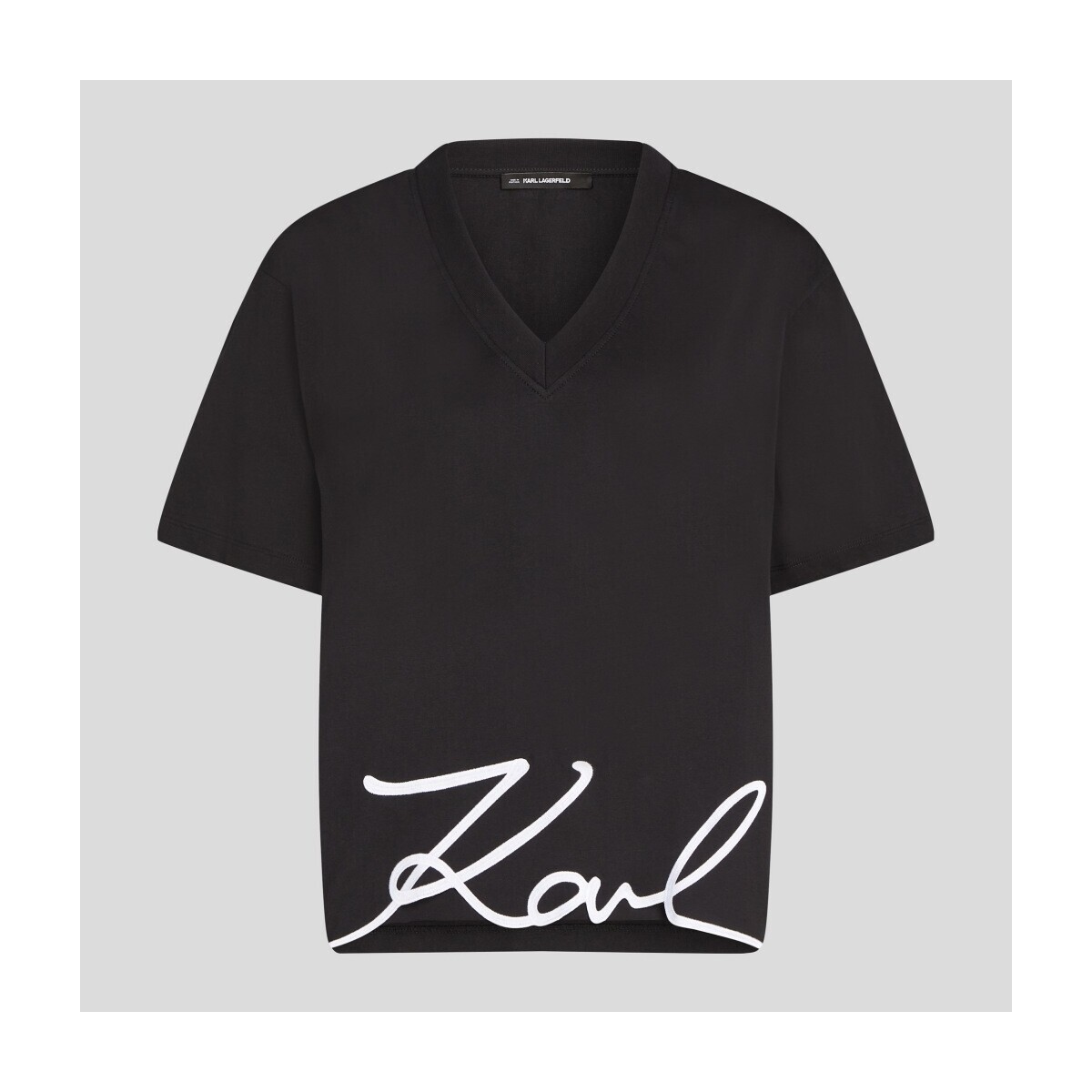 Karl Lagerfeld  KARL SIGNATURE HEM V-NK TS  Černá