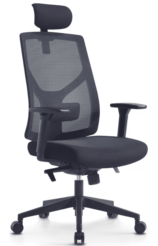 Kancelářská ergonomická židle ARES s podhlavníkem — síť, černý plast, nosnost 120 kg, čern