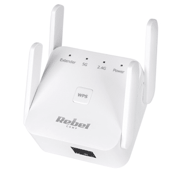 Repeater bezdrátový síťový zesilovač 2,4+5 GHz Rebel KOM1032