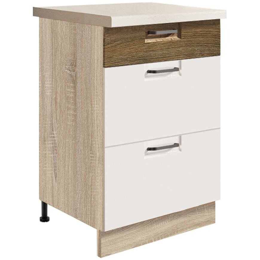 Kuchyňská Skříňka Favorit 9D Sonoma/White/Ribbeck