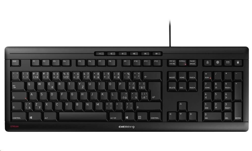 CHERRY klávesnice STREAM, drátová, USB, CZ+SK layout, černá