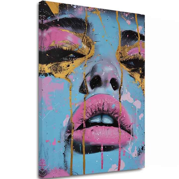 Obrázek NEON LIPS na plátně | Malovaná struktura