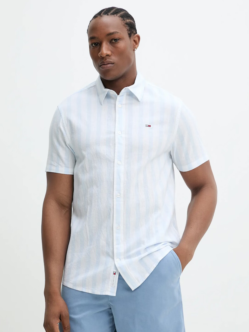 Tommy Jeans pánská bílo modrá košile DM0DM20894 S