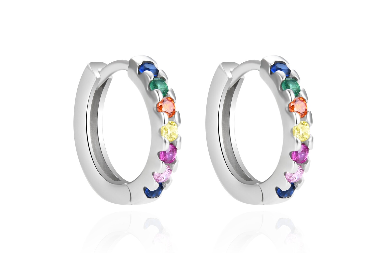 Agato Stříbrné náušnice kruhy s barevnými zirkony AGT-E192KC