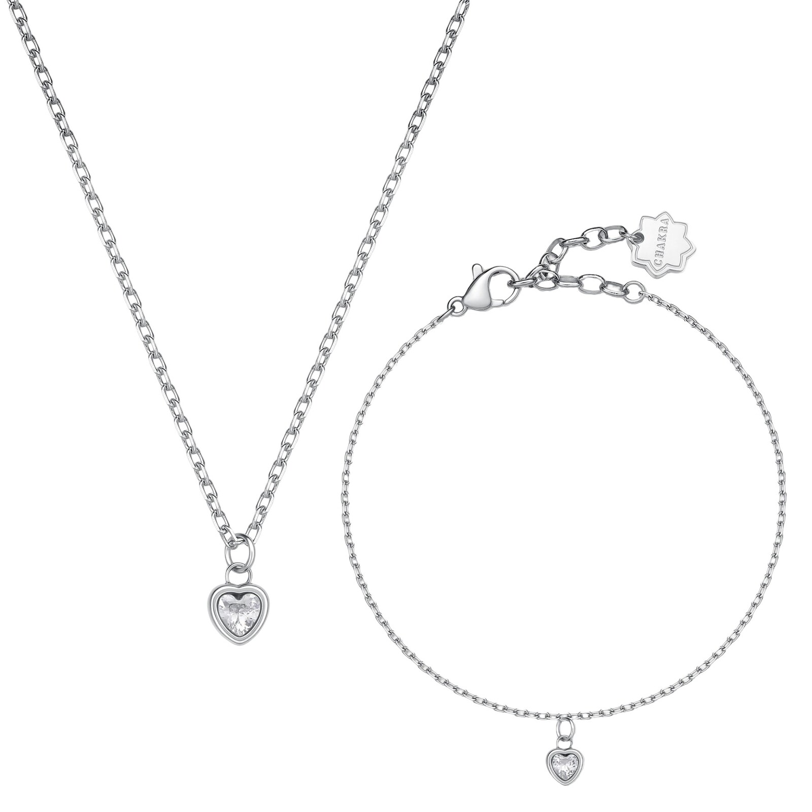 Brosway Romantická souprava šperků s krystaly Srdce Chakra BHKLE01 (náhrdelník, náramek)