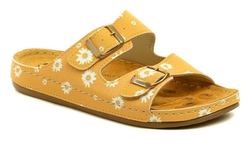 Medi Line 1633-25 žlutá květ dámské zdravotní pantofle