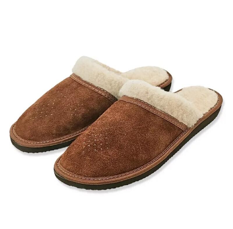 Ovčíno dámské kožené pantofle s ovčí vlnou