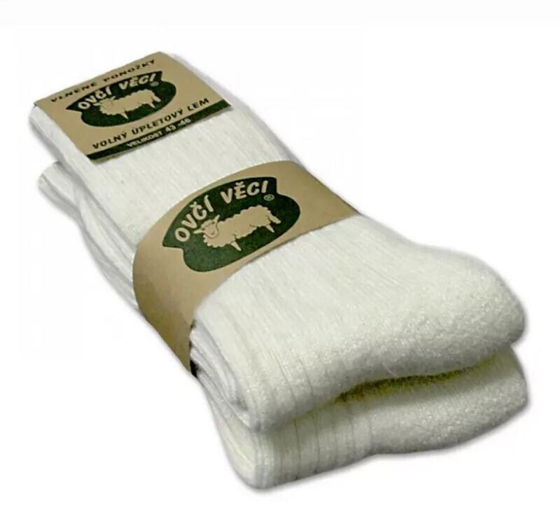 Ovčíno Vlněné ponožky sibiřky bílé - 2 páry