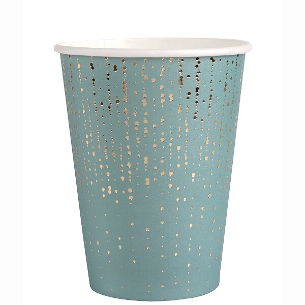 Kelímky papírové modré se zlatými puntíky 270 ml 10 ks