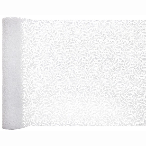 Šerpa stolová bílé listy 26 cm 3 m