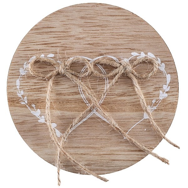 Držák prstenů dřevěný se srdíčky 15 cm