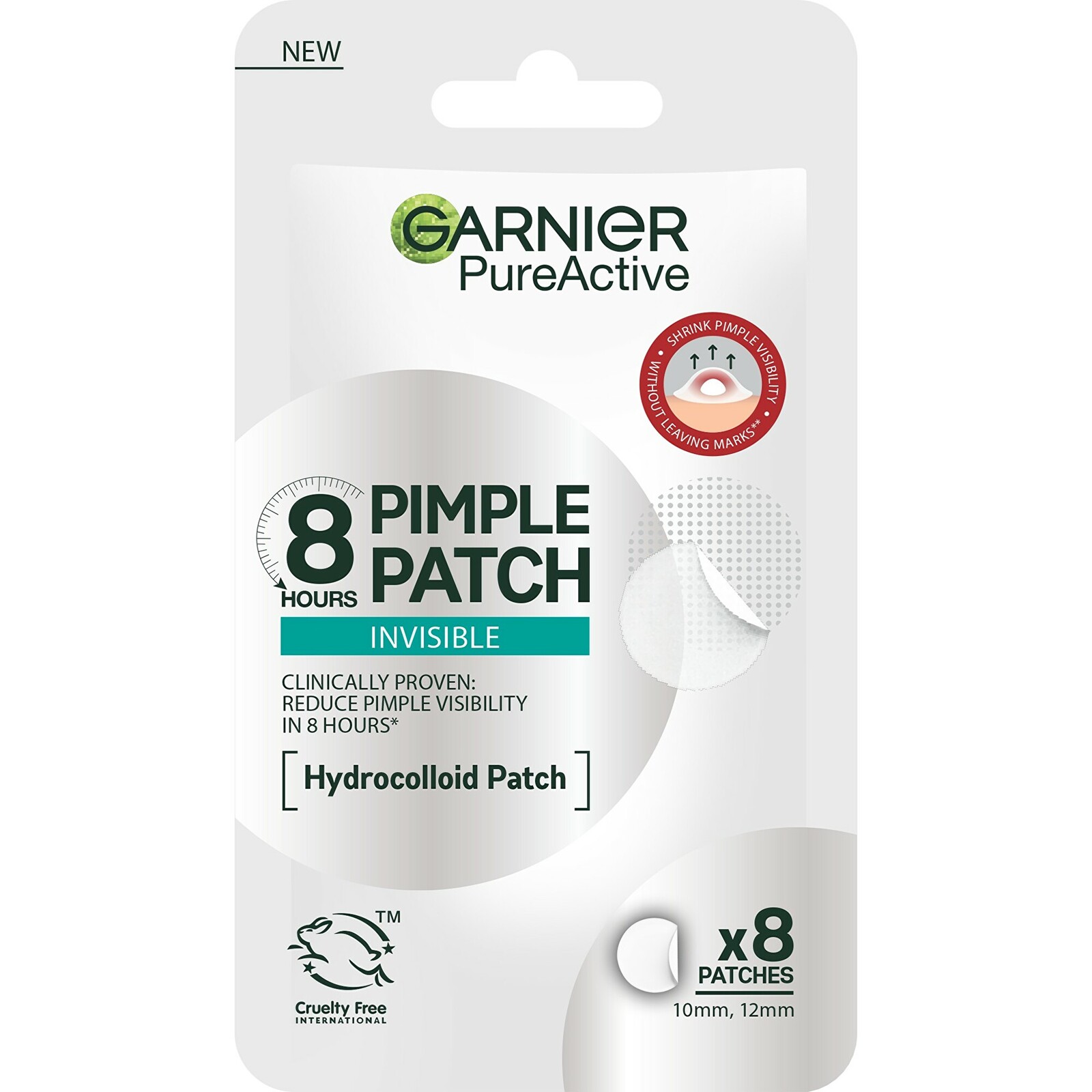Garnier Hydrokoloidní neviditelné náplasti s BHA na nedokonalosti pleti Pure Active (Pimple Patch) 8 ks
