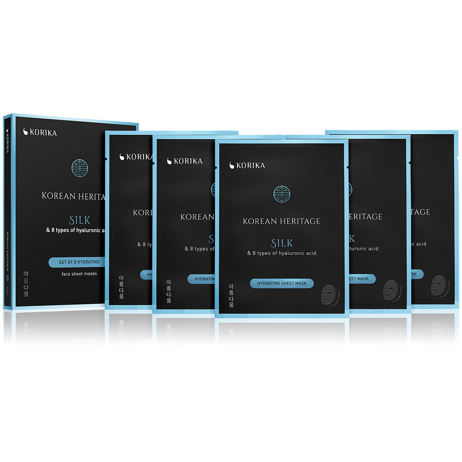 KORIKA Sada hydratačních plátýnkových masek s 8 typy kyseliny hyaluronové Korean Heritage 5 × 25 g